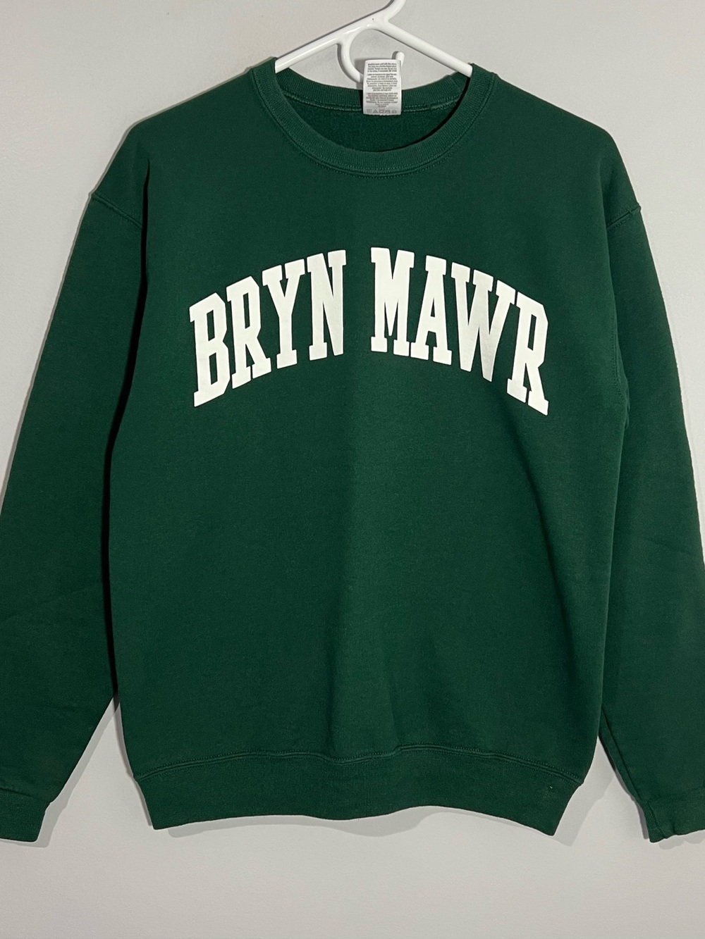 Vintage Jerzees Bryn Mawr Green White Long Sleeve Pullover Sweatshirt Youth XL